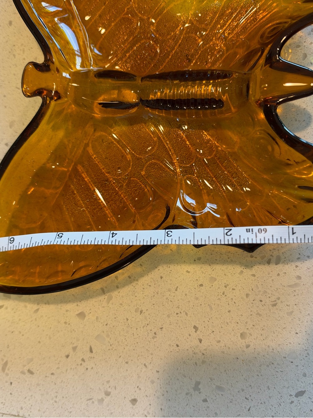 MCM Amber Glass Butterfly Decorative Dish - Home Art - Picture 3 of 4